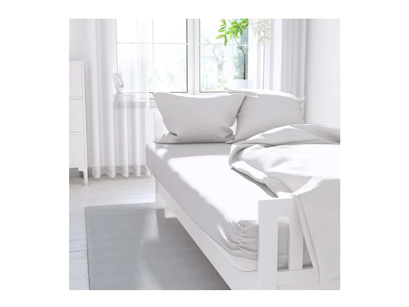 Soleil d'ocre Ropa De Cama-Sábana bajera lisa 160x200 cm ZZZ blanca Blanco