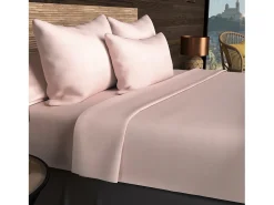 Soleil d'ocre Sábana bajera 140x190 cm en algodón 57 Fils Rosa Hot