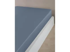 Blanc avenue Sábana bajera 140x190 cm satén de algodón Azul Discount
