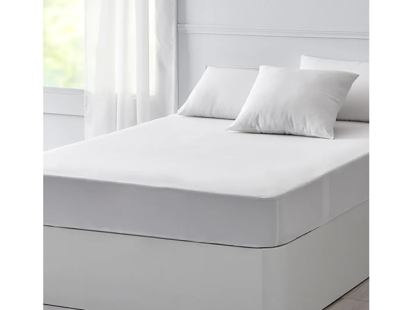Hot PIKOLIN Sábana bajera y protector colchón 180x196cm| PKH| 2 en 1| Impermeable Blanco