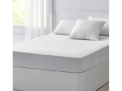 Clearance PIKOLIN Sábana bajera y protector colchón 105x196cm| PKH| 2 en 1| Impermeable Blanco