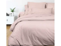 Soleil d'ocre Sábana de algodón percal 180x290 cm CAMILLE , por Songe de Camille Rosa Online