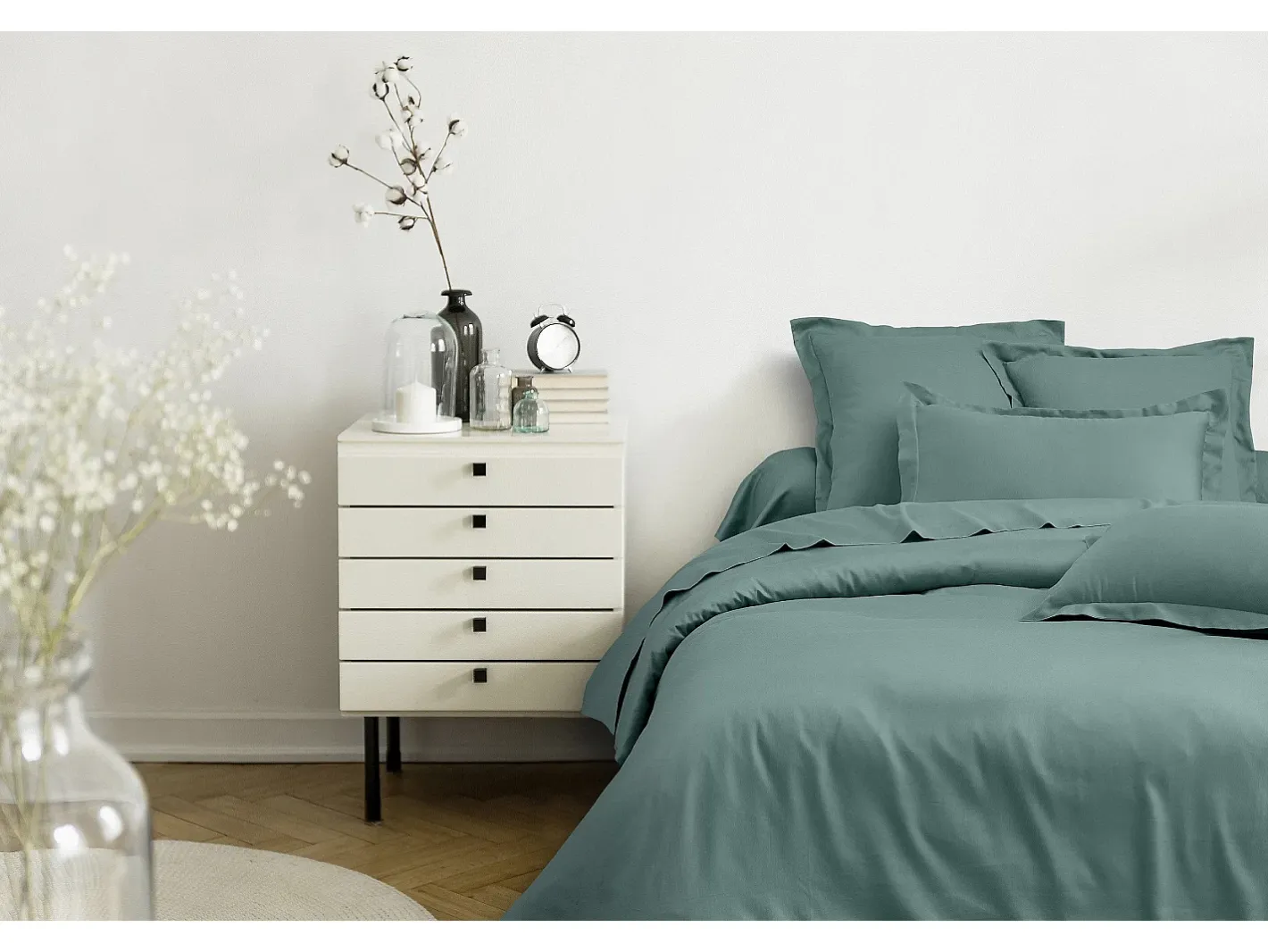 Blanc avenue Ropa De Cama-Sábana encimera satén de algodón celadón Verde