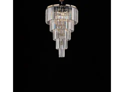 Schubert Lámpara colgante de latón y hierro con pedrería 7 luces H.93 Ø50 BL272-7-OR Dorado