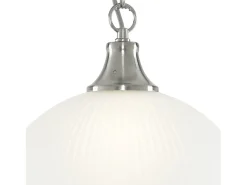 Lámpara Suspendida-Searchlight American Diner 1 ljuskupol takhnge satngsilver, syrligt glas, E27 Plateado