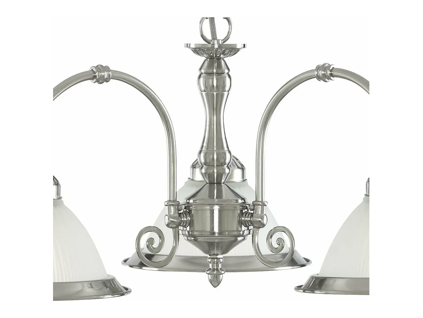 Outlet Searchlight American Diner 3 Ljus Multi Arm Multi Arm Takhnge Satin Silver, Acid Ribbed Glass, E27 Plateado