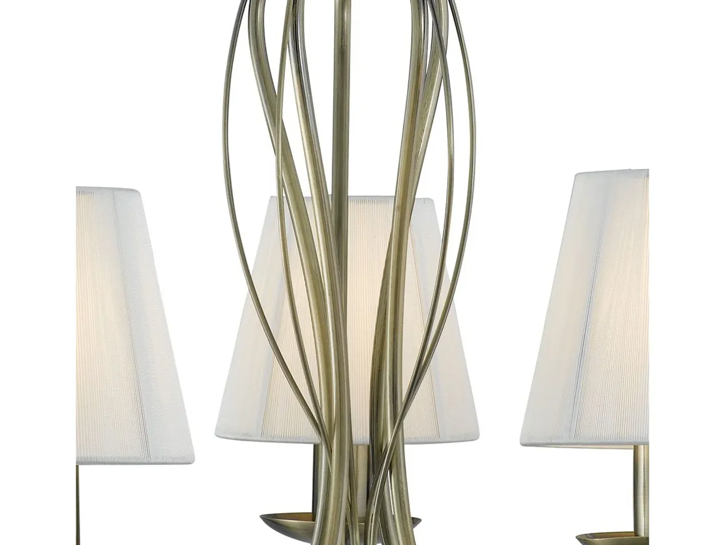 Searchlight Andretti 5 Ltt takhnge med flera armar Antik mssing med skrmar, E14 Camel Sale