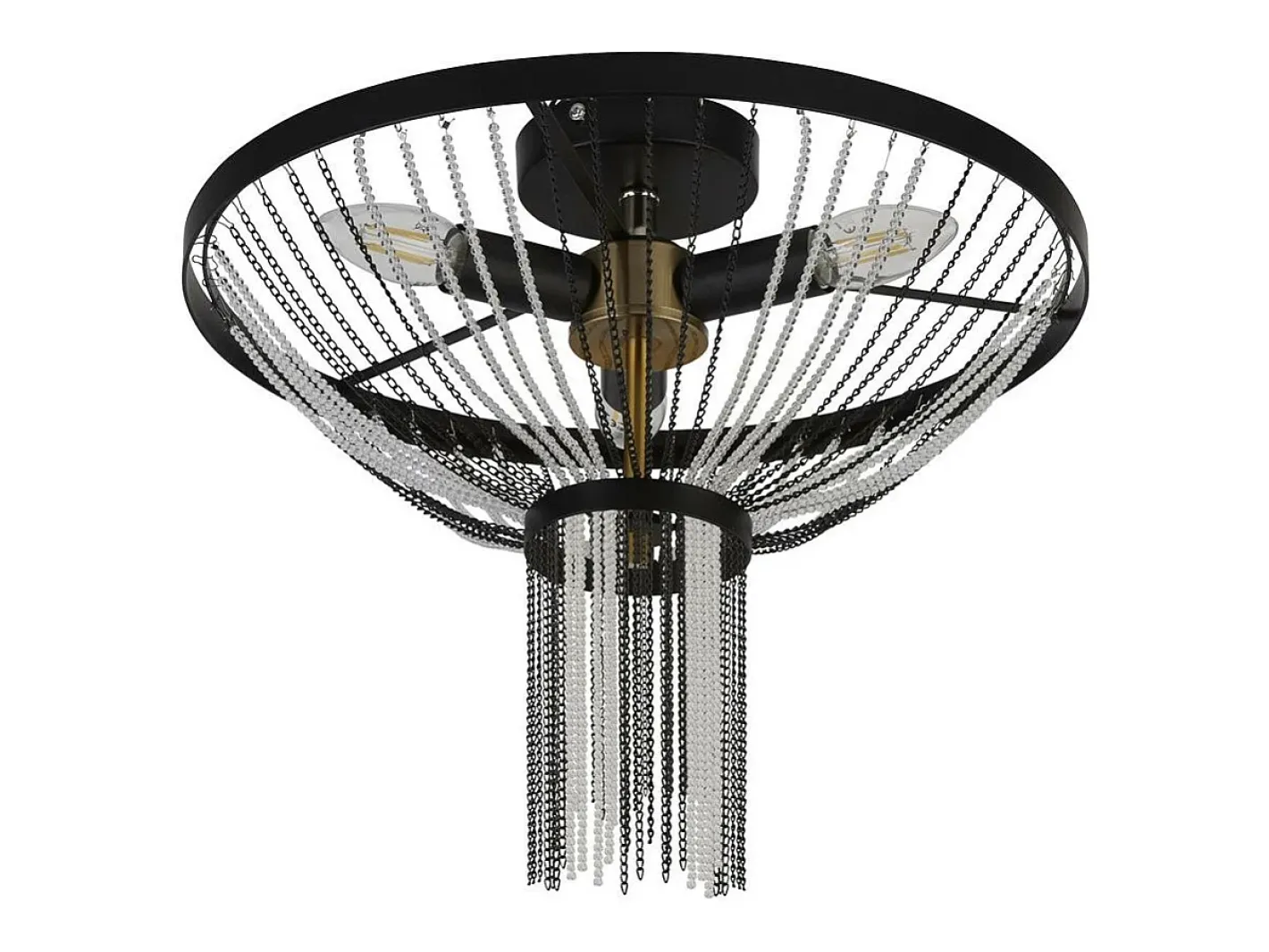 Lámpara Suspendida-Searchlight Baguette3 ljus taklampa, svart, satin mässing Camel