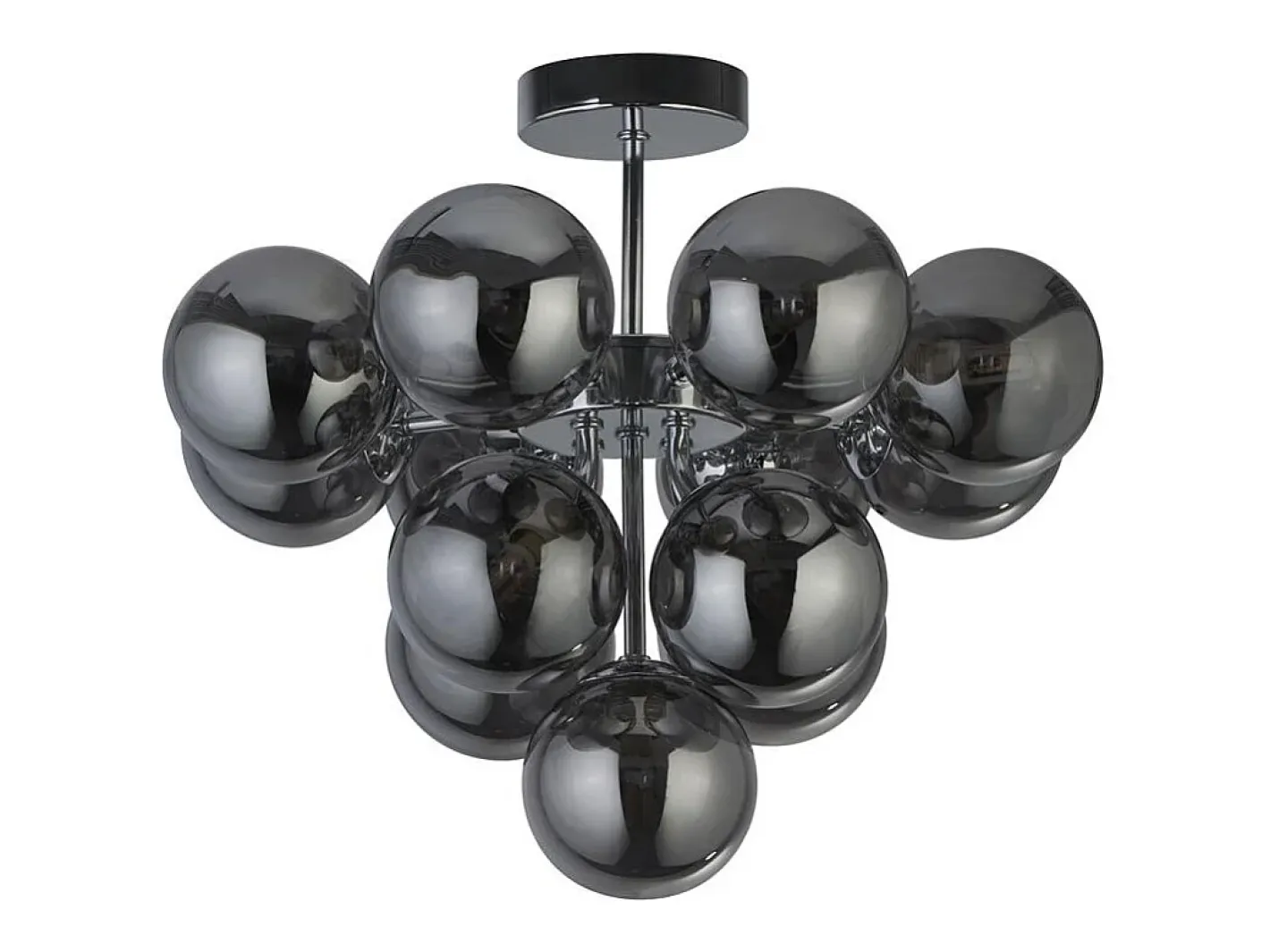 Lámpara Suspendida-Searchlight Berry13 ljus taklampa, krom, rökt glas Gris