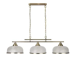 Searchlight Bistro 3 ljus takhngande stng vit, antik mssing med glasskrmar, E27 Camel