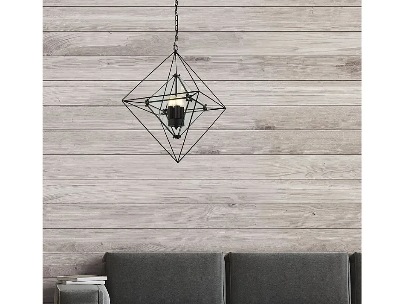 Hot Searchlight DIAMOND 3 ljus takhnge - svart med klarglaspaneler Negro