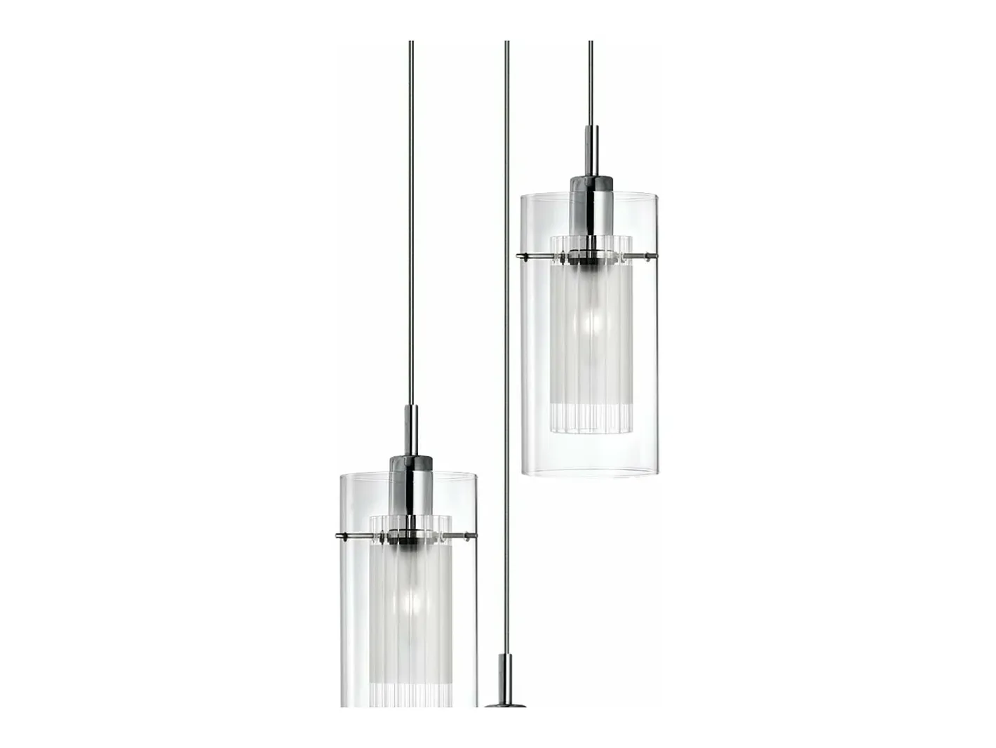 Lámpara Suspendida-Searchlight Duo 3 Light Cluster Pendel krom, glas, E14 Transparente
