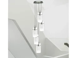 Outlet Searchlight Duo 5 Light Spiral Cluster Pendel krom, glas, E14 Transparente