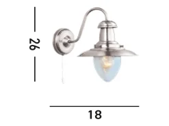 Searchlight Fisherman 1 Ljus Vgglampa Satin Silver med Seeded Glass Skrm, E27 Plateado Online