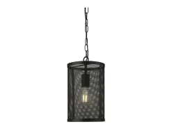 Sale Searchlight Fishnet 1 Ljus Rund Pendel Mesh Matt Svart, E27 Negro
