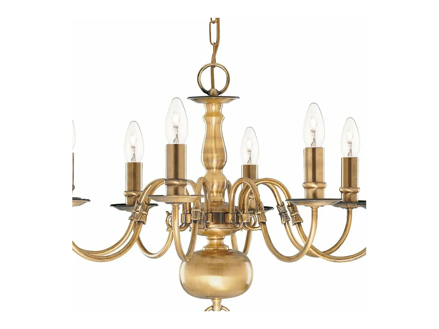 Discount Searchlight Flemish 8 ljus ljuskrona antik mssingsfinish, E14 Camel