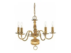 Searchlight Flemish 5 Ltt takhnge med flera armar Antik mssing, E14 Camel Hot