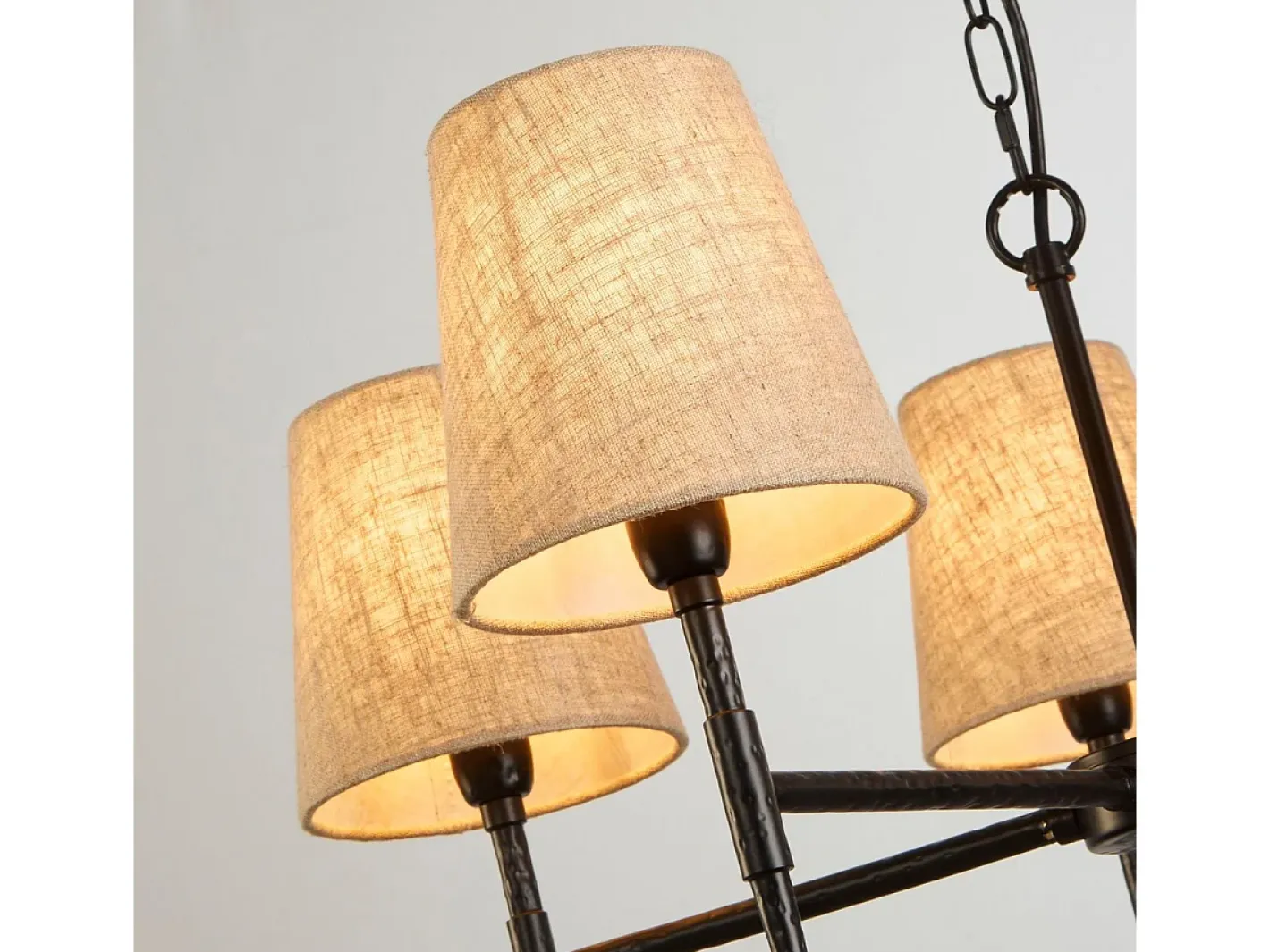 Clearance Searchlight Gothic Lámpara colgante de 5 luces martillado, lino natural Negro