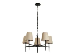 Clearance Searchlight Gothic Lámpara colgante de 5 luces martillado, lino natural Negro