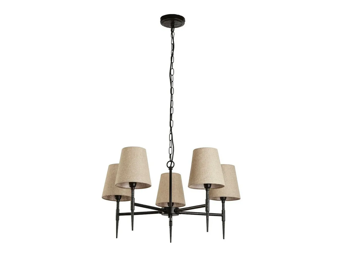 Clearance Searchlight Gothic Lámpara colgante de 5 luces martillado, lino natural Negro
