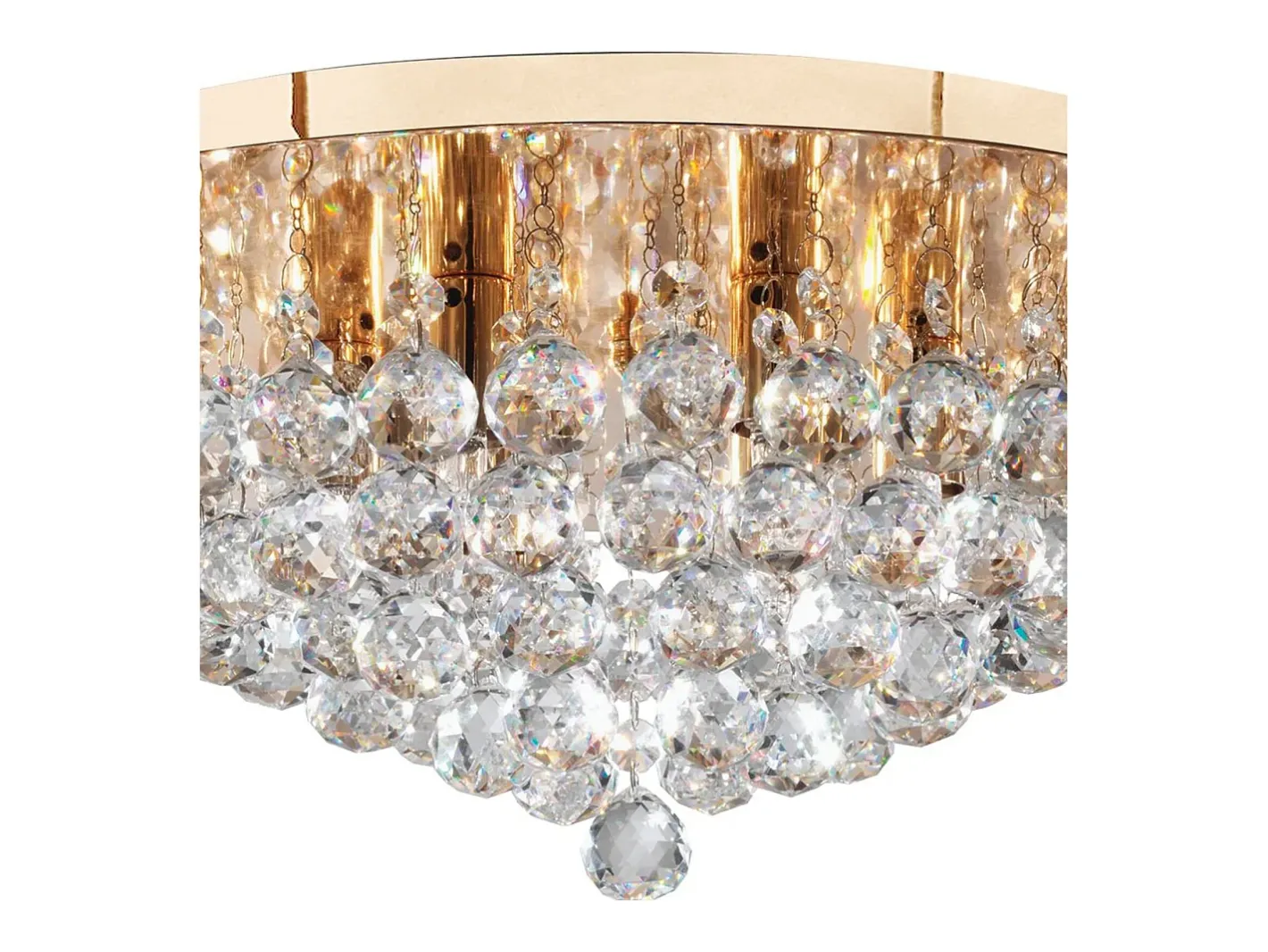 Plafón-Searchlight Hanna 6 Ljus Tak Semi Flush Ltt Guld med Kristaller, G9 Dorado