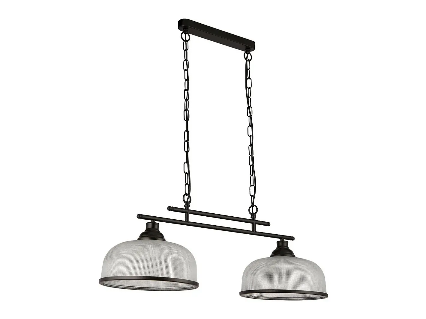 Lámpara Suspendida-Searchlight Highworth Colgante de 2 luces , vidrio estilo holofan Negro
