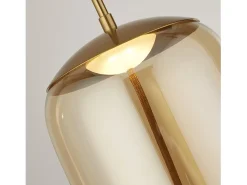 Best Searchlight Lisbon1 ljus LED-hänge, satängmässing och bärnstensglas 2700K Camel