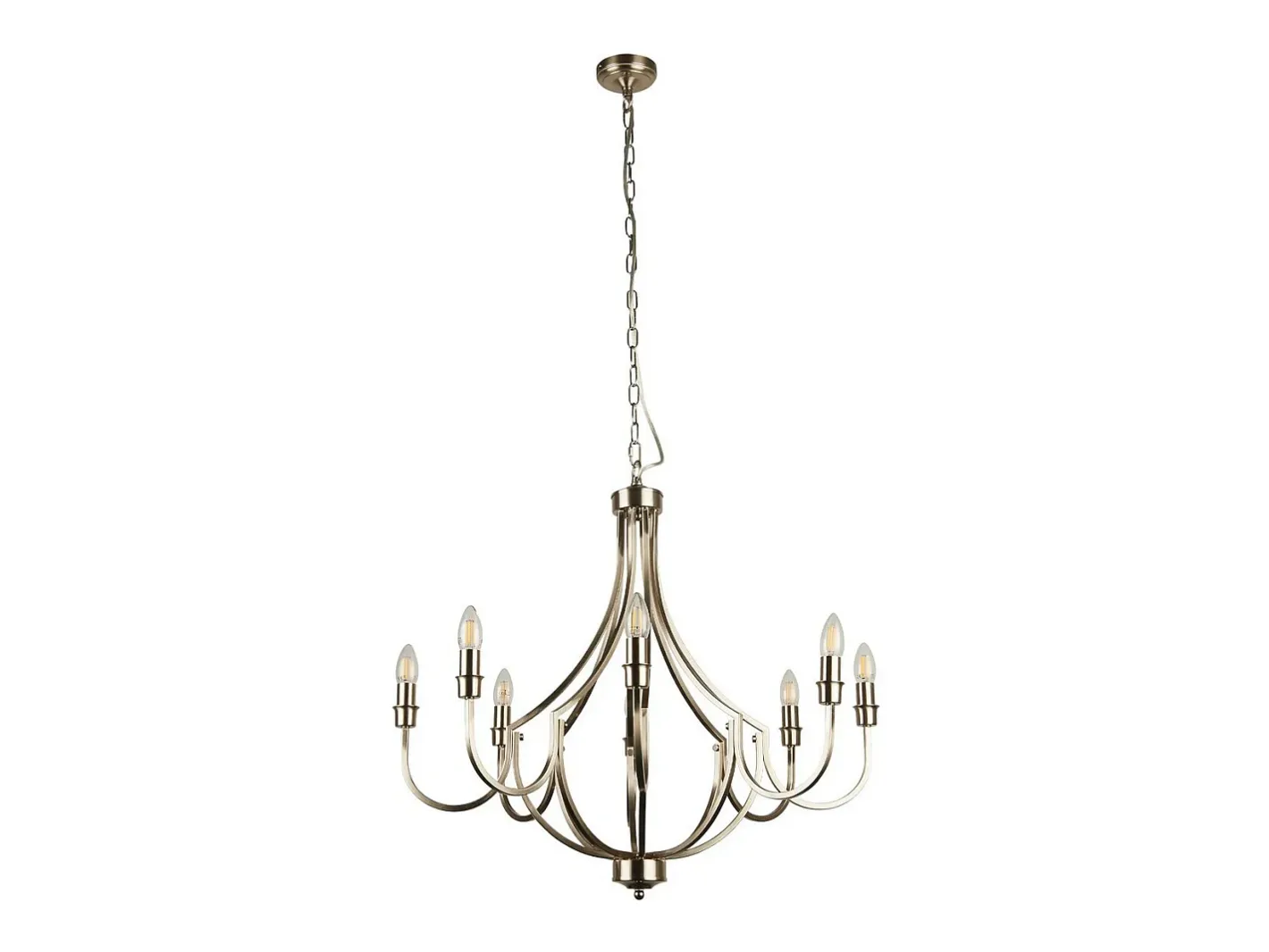 Hot Searchlight Lodge Colgante de 8 luces de metal satinado Plateado