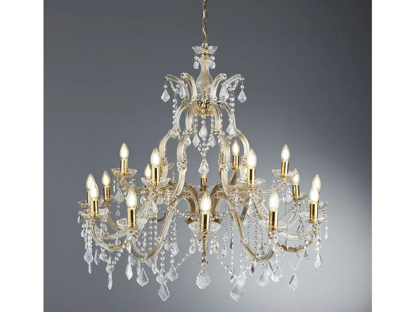 Searchlight Marie Therese 18 ljus kristallkrona polerad mssing, E14 Camel Outlet