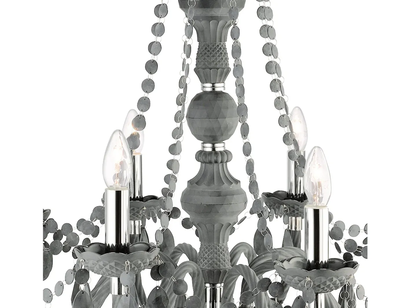 Outlet Searchlight Marie Therese 8 ljus ljuskrona gr finish med akrylkristaller, E14 Gris