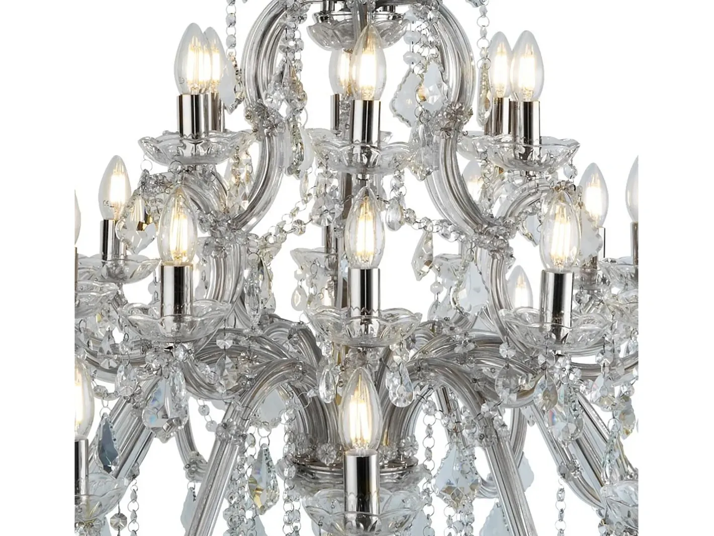 Best Searchlight Marie Therese 30 ljus kristallkrona kromfinish, E14 Transparente