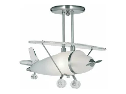 Hot Searchlight Novelty 1 Ltt Nyhet Flygplan Semi Spot Taklampa Satin Silver och Glas, E27 Plateado