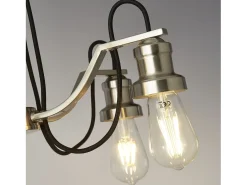 Searchlight Olivia5 ljust tak, svart flätad tygkabel, satin silver Plateado Hot