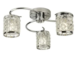 Plafón-Searchlight Royal 3 ltt halvspolad krom IP44, med kristall, glas, G9 Gris