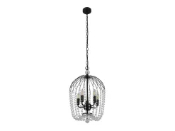 Online Searchlight Shower5 ljus hänge, svart finish, metall, klar kristall Negro