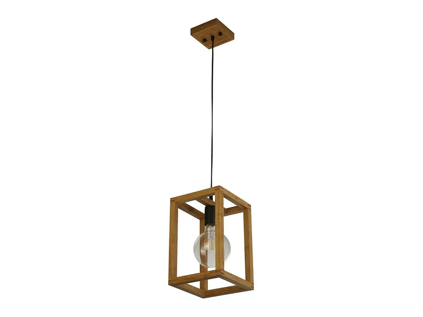 Hot Searchlight SquareVävd bambu trä 1 ljus hänge Negro