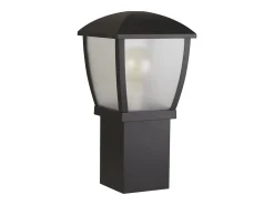 Iluminación Exterior-Searchlight Utomhusstolpe (450 mm hjd) - Svart med klara frostade paneler Negro