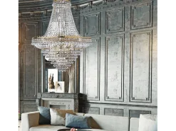 Lámpara Suspendida-Searchlight Versailles 19 ljus ljuskrona guldfinish, E14 Dorado