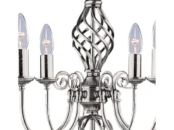 Lámpara Suspendida-Searchlight Zanzibar 8 ljus ljuskrona satin silver finish, E14 Plateado