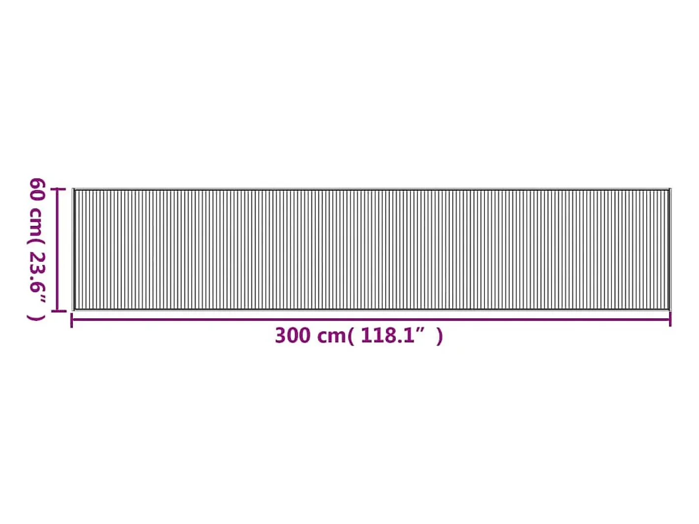 Garden Furniture Senad Alfombra rectangular bambú 60x300 cm Gris Clearance