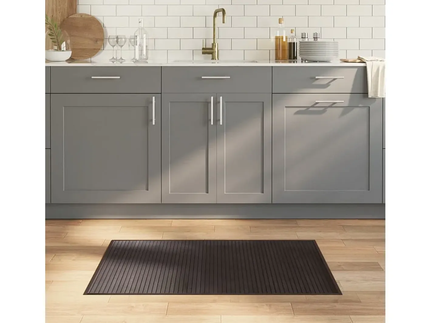Garden Furniture Alfombra De Salón-Senad Alfombra rectangular bambú marrón oscuro 60x100 cm Marru00f3n