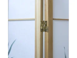 Biombo-Separador de ambiente 176x2.2x175 cm madera blanca patrón de bambú Verde