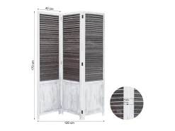 Biombo-Separador de Ambiente 170x120x2 cm Blanco Vintage Marru00f3n / Blanco