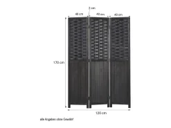 Biombo-Separador de ambiente 120x2.2x170 cm Negro