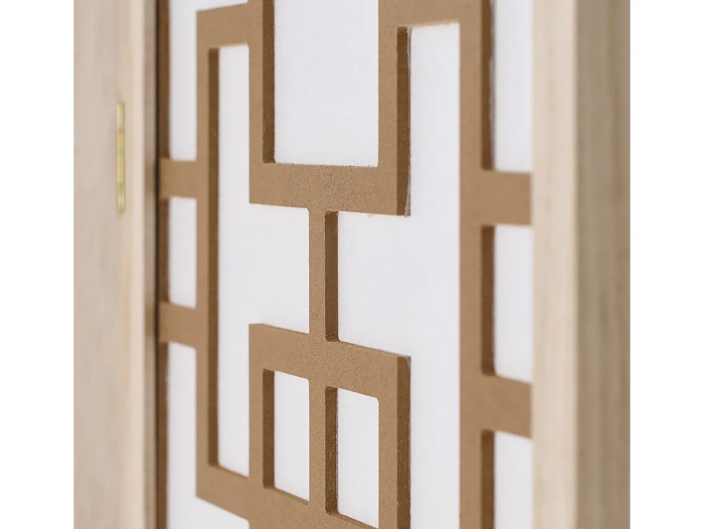 Biombo-Separador de ambiente 170x120x2.0 cm Natural/Blanco/Marrón Shoji de 3 paneles Marru00f3n