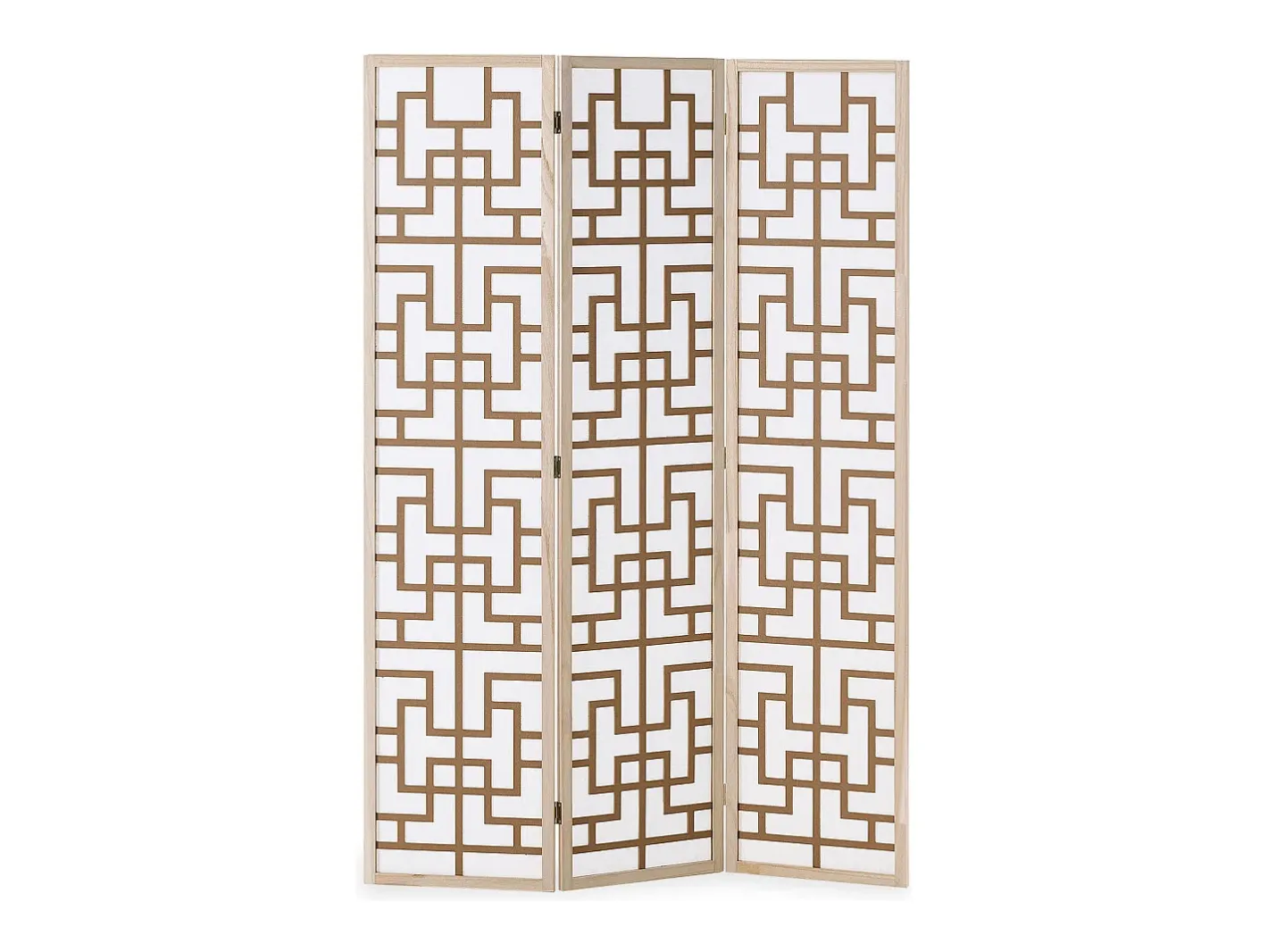Biombo-Separador de ambiente 170x120x2.0 cm Natural/Blanco/Marrón Shoji de 3 paneles Marru00f3n