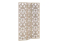 Biombo-Separador de ambiente 170x120x2.0 cm Natural/Blanco/Marrón Shoji de 3 paneles Marru00f3n
