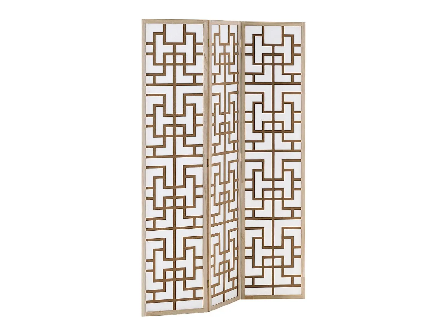 Biombo-Separador de ambiente 170x120x2.0 cm Natural/Blanco/Marrón Shoji de 3 paneles Marru00f3n