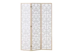 Biombo-Separador de ambiente 170x120x2.0 cm Natural/Blanco/Marrón Shoji de 3 paneles Marru00f3n