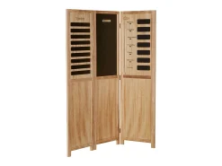 Biombo-Separador de ambiente 170x120x2 cm biombo de madera natural Negro / Marru00f3n